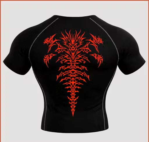 Men’s Gym Compression T-Shirt Printed | Body Hugging Fit | High Stretch Activewear | Workout Running Tee