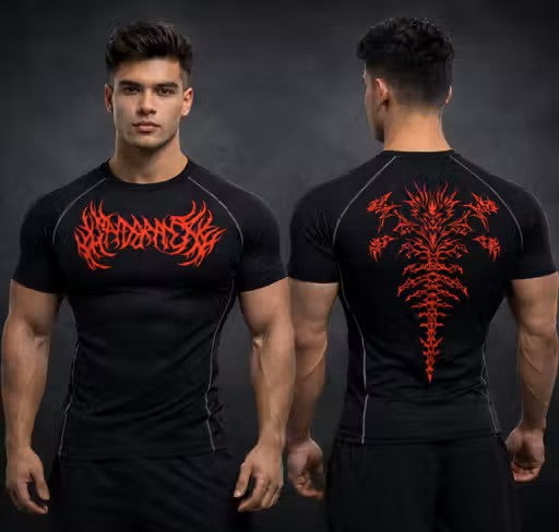 Men’s Gym Compression T-Shirt Printed | Body Hugging Fit | High Stretch Activewear | Workout Running Tee