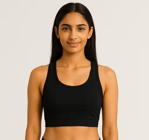 Wirefree High Stretch Sports Bra with Broad Band and Strong Grip for Workout