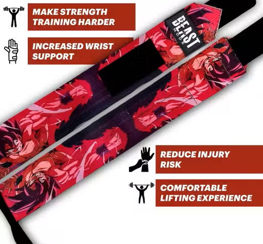 STEIGEN FITNESS Dragon Ball Anime Wrist Wrap For Gym, Wrist Band For Gym, Gym Hand Band, Wrist Support gym band strap For Men, Wrist Supporter For Gym, Gym Wrist Band, Weightlifting Wraps, Lifting Straps