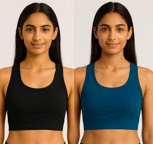 Wirefree High Stretch Sports Bra with Broad Band and Strong Grip for Workout
