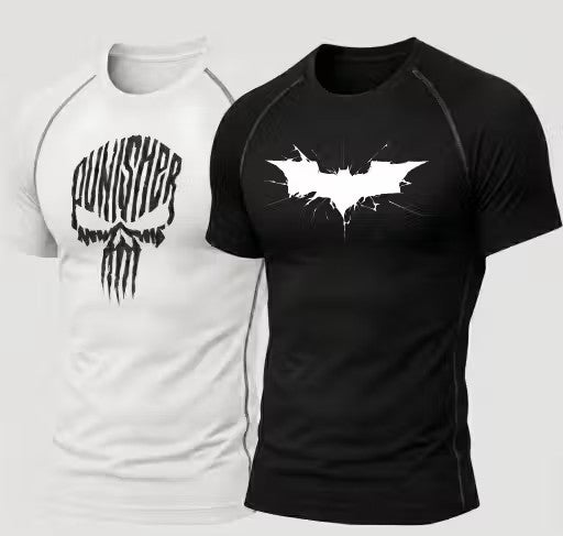 Preadax Men'S Round Neck Sports Active Dry Fit Compression fit Tshirt Set of 2 pcs