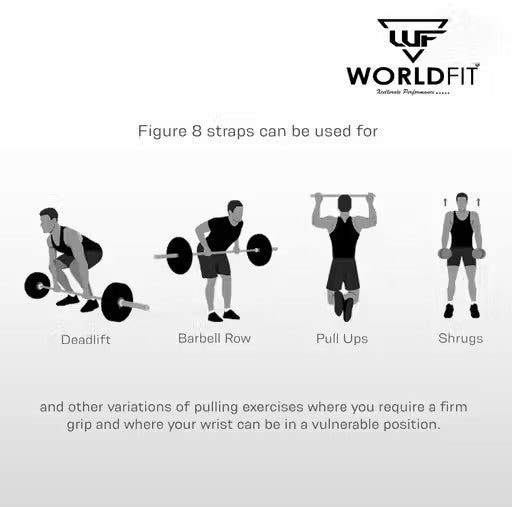 Worldfit Slip Resistant Deadlift Straps For Gym Figure 8 Lifting Straps Gym Weightlifting Straps Wrist Support For Gym Men With Soft Paddings, Better Grip